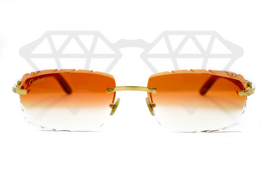 Cartier Rimless Woods (Gator) - Custom Orange Gradient Diamond Cut Lens